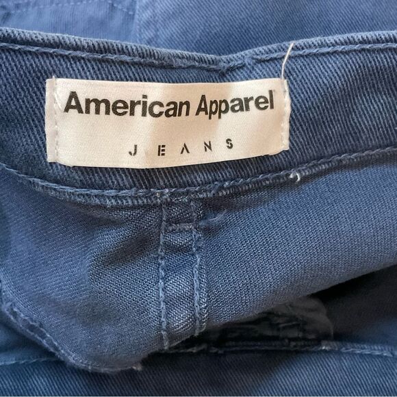 American Apparel Y2K Blue Cotton Denim High Waisted Cuffed Shorts Size 30/31 - Picture 8 of 11